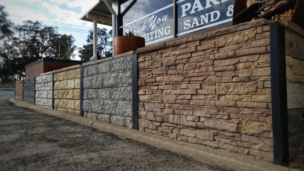 Excaliber Concrete Sleepers - Durable and Stylish Retaining Wall Solutions, available at Parklea Sand and Soil.