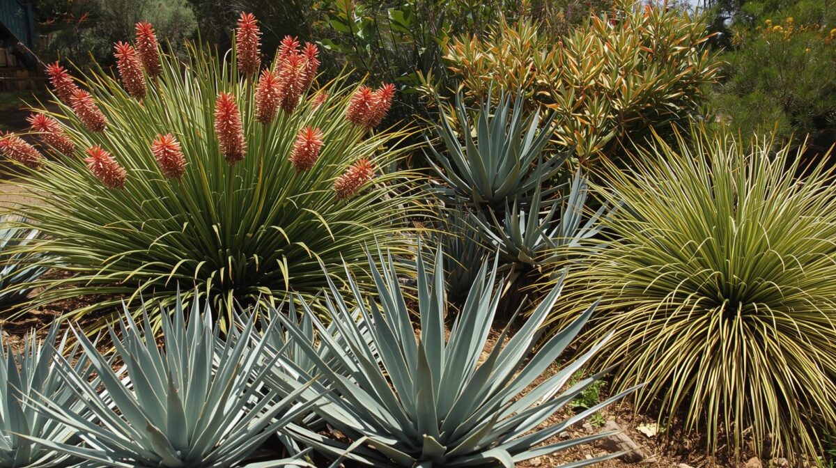 Australian native plant front yard landscaping with grevillea, westringia and lomandra in Sydney garden